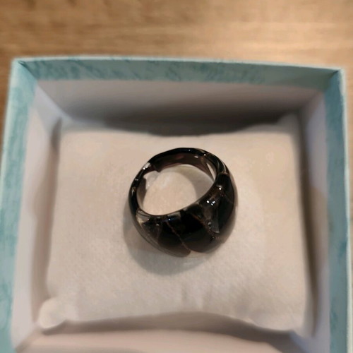Murano Glass ring new, modern black and gold design