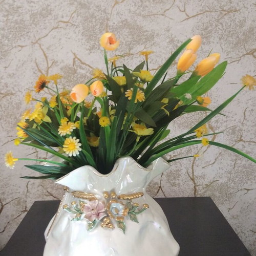 Bassano large handmade ceramic vase like new with iridescent finish