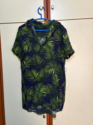 New Look Petite tropical shirt dress like new, size M, blue and green