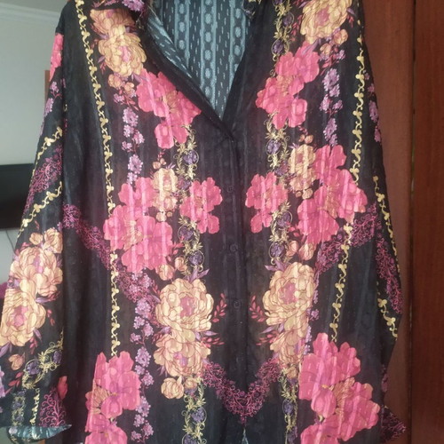 Vassia Kostara shirt used, size S, black floral