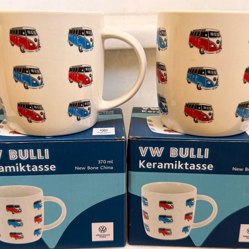 VW Bulli mugs new, set of 2 white