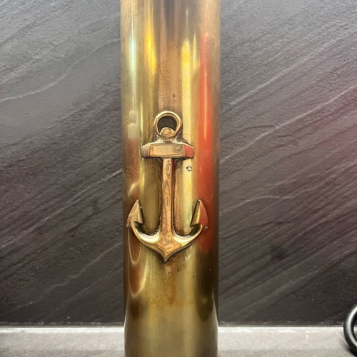 Vintage Trench Art shell casing like new with embossed nautical anchor
