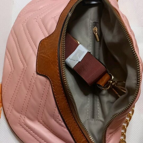 Crossbody bag new pink-brown with short and long strap