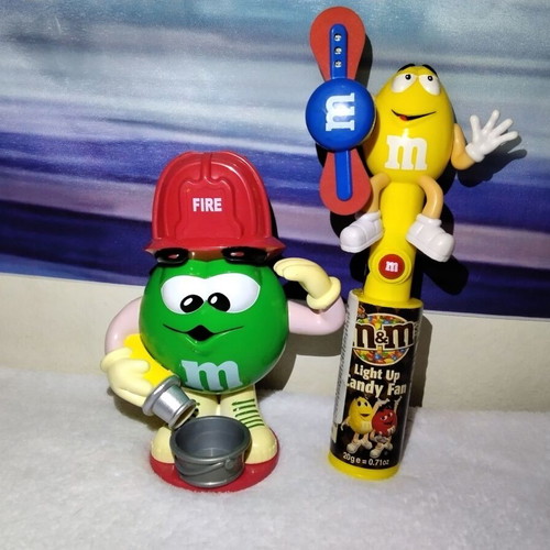 Vintage M&M's dispenser and light up candy fan set used