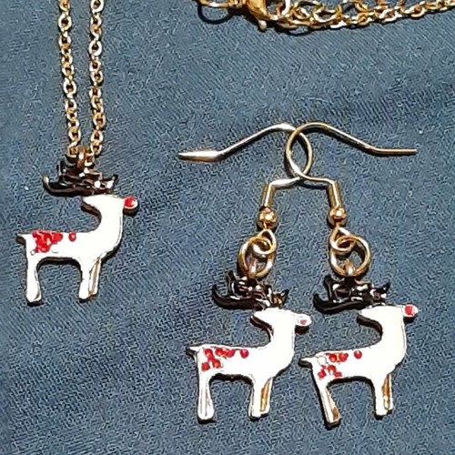 Reindeer jewelry set No2 in steel new