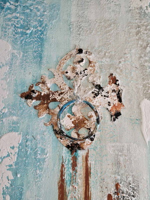 Painting with turquoise shades 45×60 like new, handmade