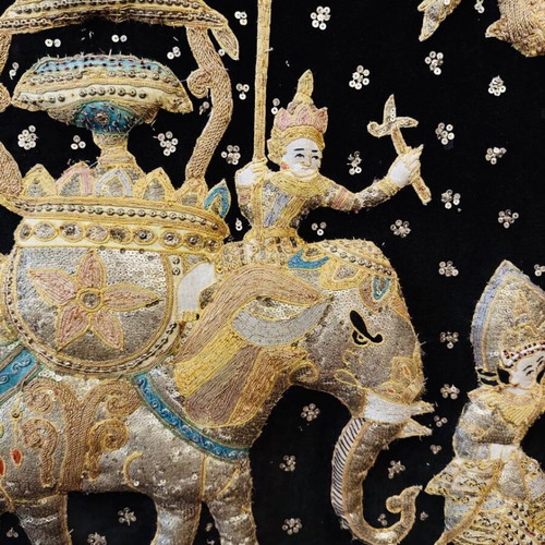 Handmade embroidered Mburma painting