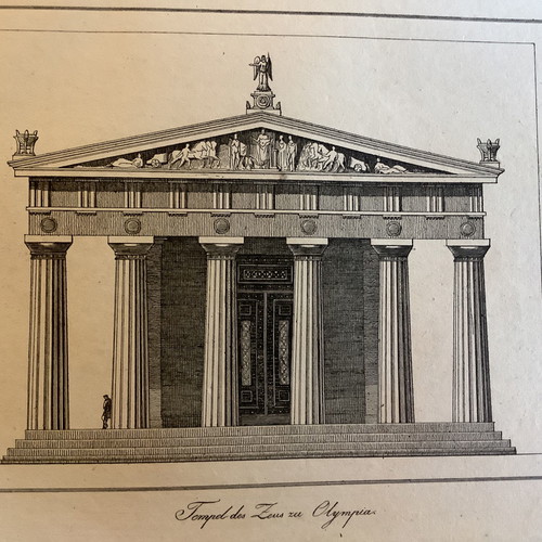 Temple of Zeus in Olympia chalcography used 21x13 cm