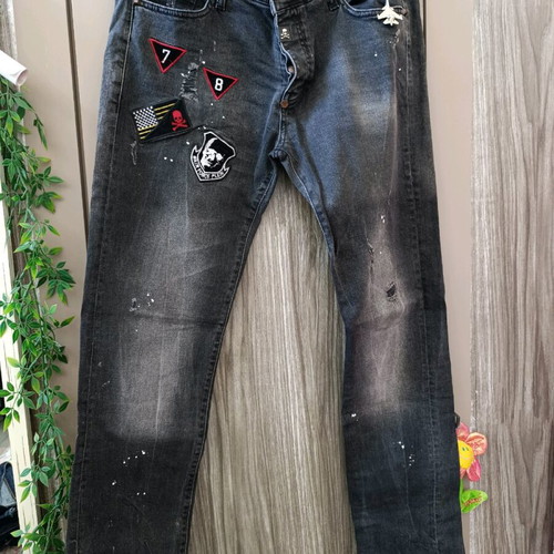 Phillipp Plein jean ανδρικό σαν καινούργιο, μοναδικό κομμάτι, μαύρο No36