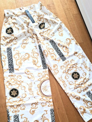 Satin pants gold and black size XL one size Versace style new