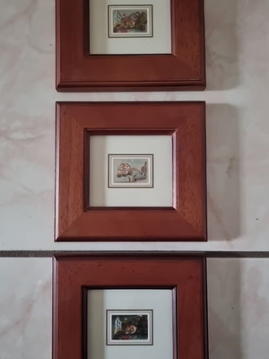 Set of 3 cadrakia with wooden frames silver