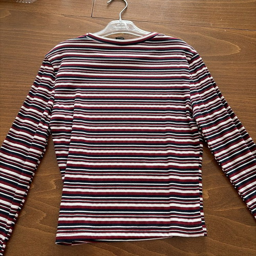 Shein white and red striped long sleeve shirt like new