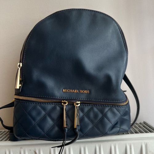 Michael Kors blue leather backpack like new
