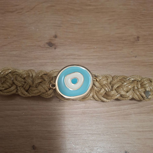 Anna Mazaraki Chunky Bracelet 18 cm with Magnetic Clasp, New, Beige