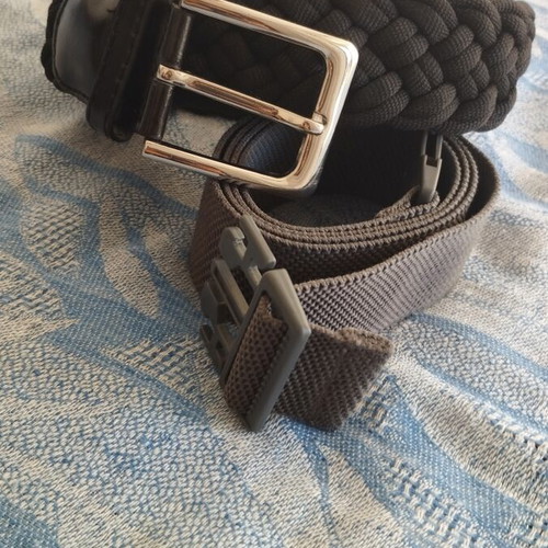 Two fabric belts, black braided 120 cm and adjustable grey 100 cm