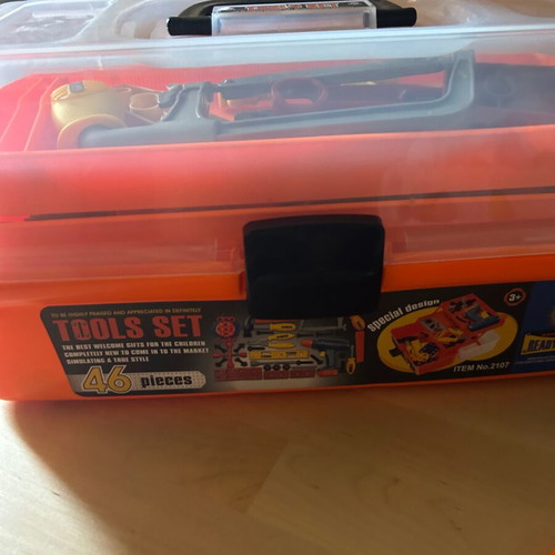 Children's tool kit used, large case with compressor and accessories