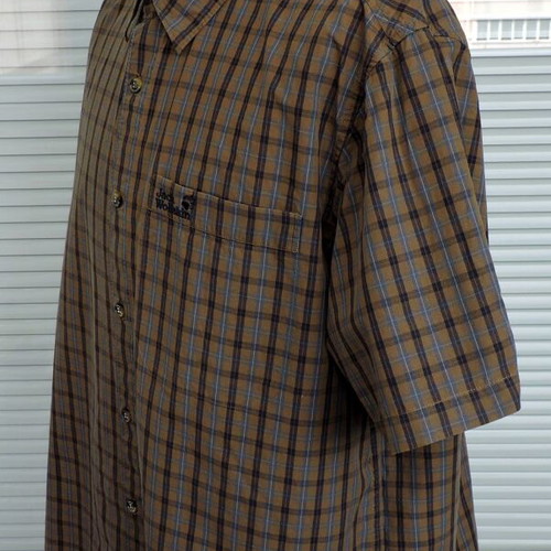 Jack Wolfskin Mens Brown Checked Organic Cotton Shirt XXL like new