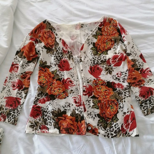 Twin set summer printed with embroidery and beads