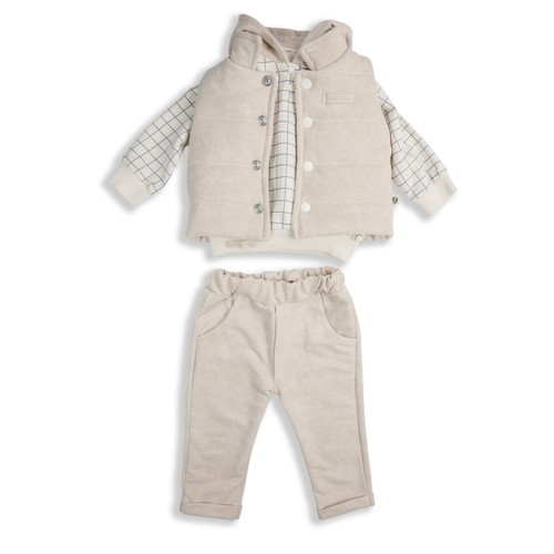 Cotton three-piece boy's set new, brown