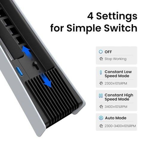 KIWIHOME Cooling Fan for PS5 Pro with 4 Fans and USB 3.0 Port
