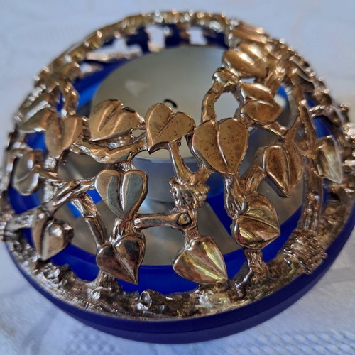 Cristofele cobalt blue candlestick like new, 1990s