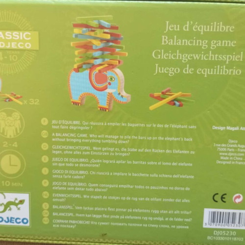 Djeco wooden balance game like new with elephant and 30 sticks