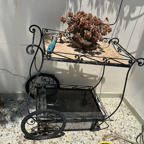 Fer Forge Outdoor Dining Set used, includes cushions