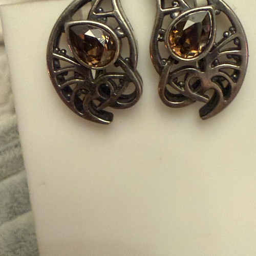 Silver earrings with Swarovski crystal new, multicolor