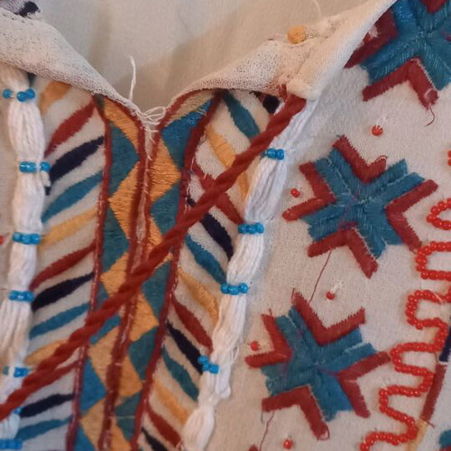 Moutaki summer airy blouse used, multicolor