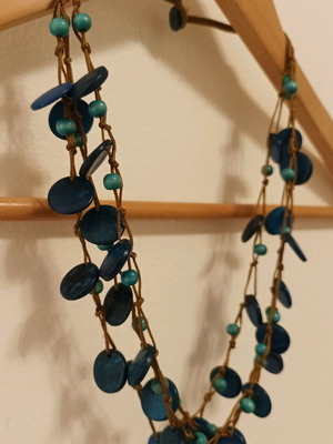 Handmade necklace like new with green stones