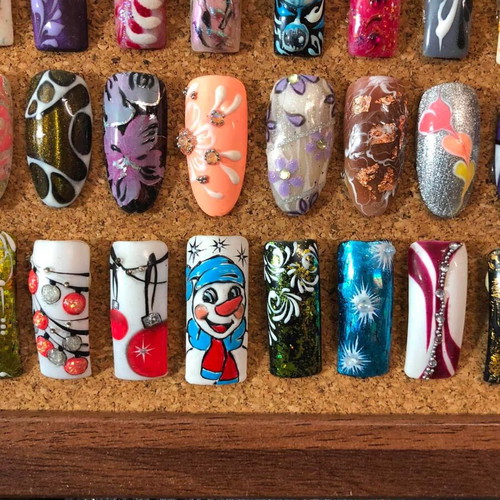 Board with 187 professional nail design tips, vintage collectible