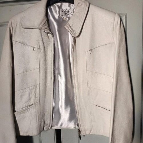 Leather jacket white like new