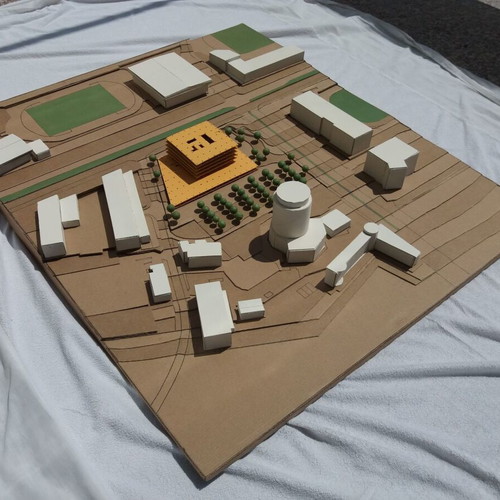 Architectural model scale 1/500 new, kraft cardboard