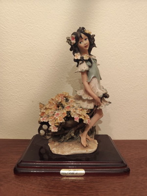 Fairy figurine used with wooden base decorative sculpture