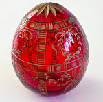 Decorative red glass egg Fabergé style, new, Russia 1990s