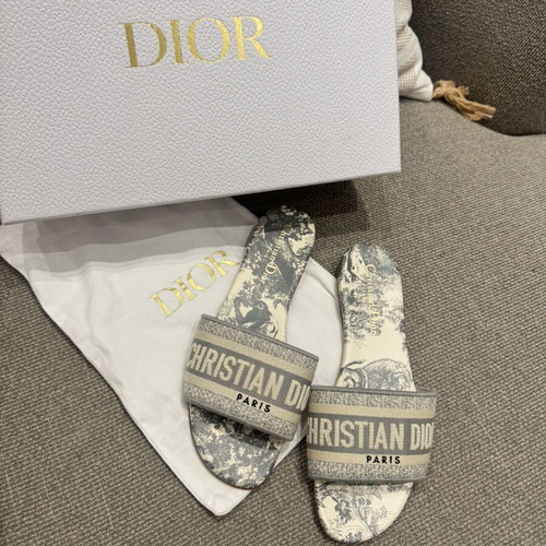 Christian Dior Dway Toile de Jouy Slides Size 37 New with Box