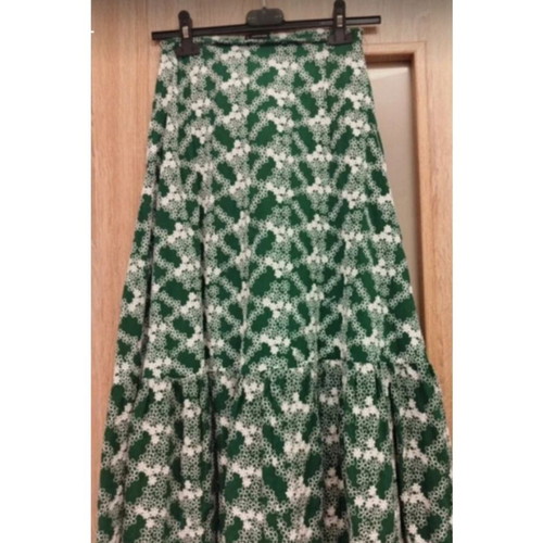 Pink Woman embroidered set with top and skirt, green and white