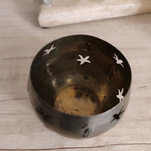 Bronze candlestick like new with natural patina and vintage style