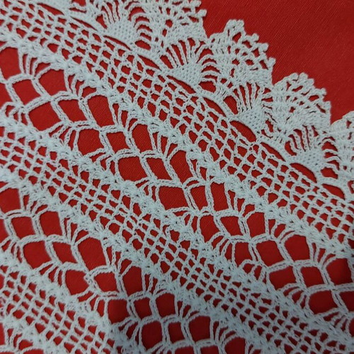 Small white doily 33x23cm with crochet lace, cotton, new