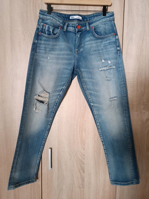 Zara Z1975 τζιν παντελόνι με σκισίματα σαν καινούργιο, μπλε μέτριο μέγεθος