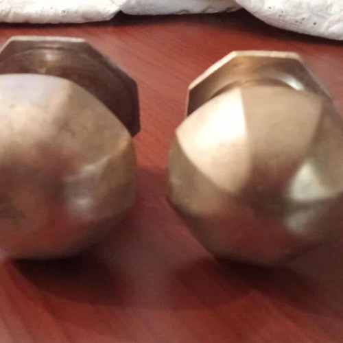 Brass door knobs used, vintage 1960 set of 2 for exterior door