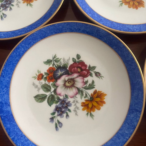 Scherzer Bavaria porcelain plate set cobalt blue floral mint condition