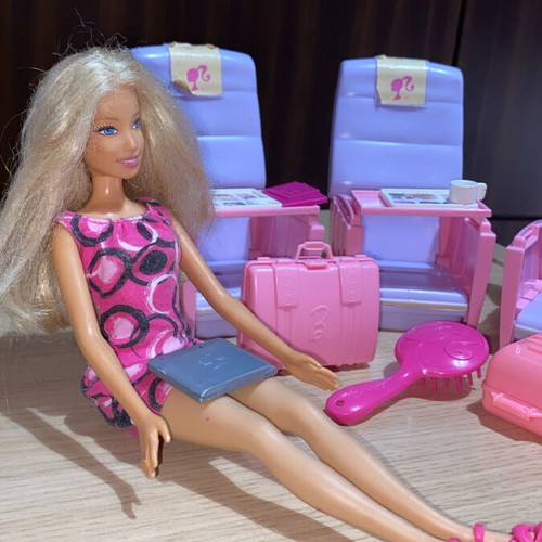 Barbie airplane set used with doll and accessories Mattel
