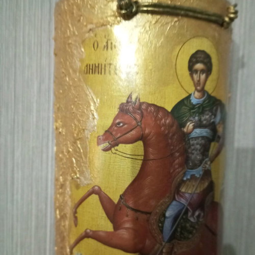 Saint Demetrios Handmade Decoupage Image on Tile, New