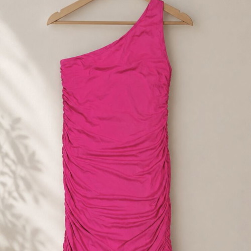 Desiree one-shoulder bodycon dress like new, fuchsia pink, size M