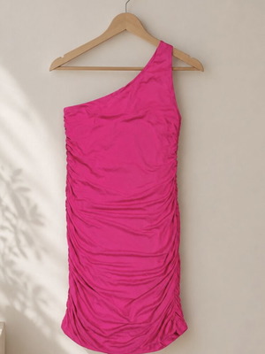 Desiree one-shoulder bodycon dress like new, fuchsia pink, size M