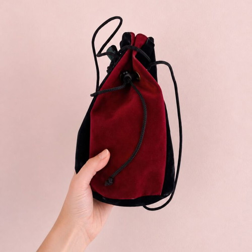 Velvet drawstring pouch bag, multicolor