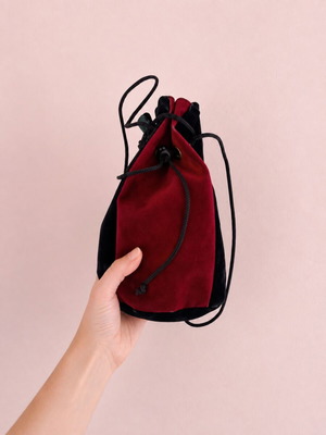 Velvet drawstring pouch bag, multicolor