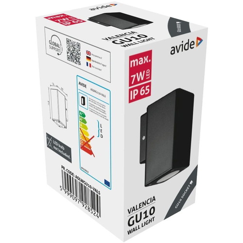 Avide Outdoor Wall Light Valencia 1xGU10 IP65 made of ABS+Plastic black