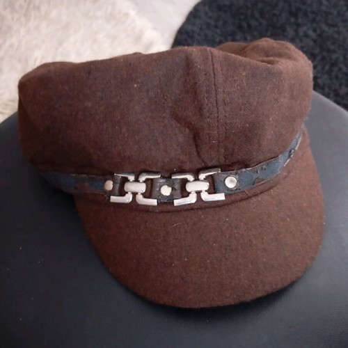 Vintage women's cap with visor like new, size 57 cm, brown